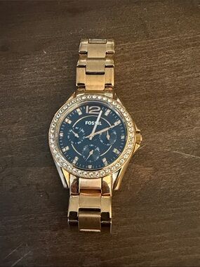 Fossil ES3341 Rose Gold-Tone Crystal Multifunction Women’s Watch